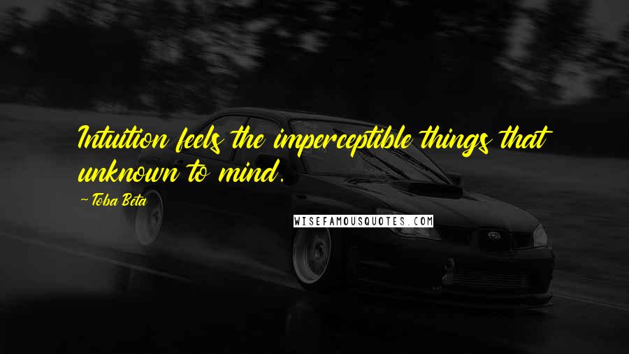 Toba Beta Quotes: Intuition feels the imperceptible things that unknown to mind.