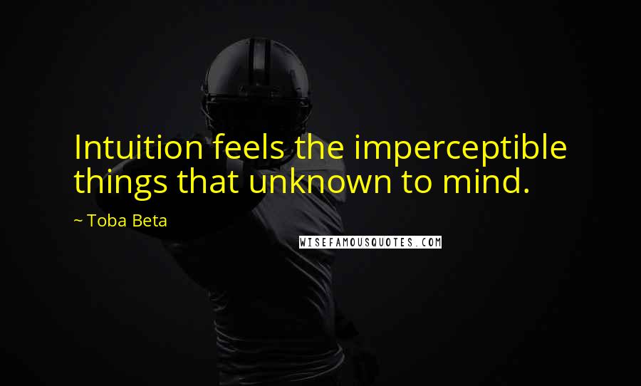 Toba Beta Quotes: Intuition feels the imperceptible things that unknown to mind.