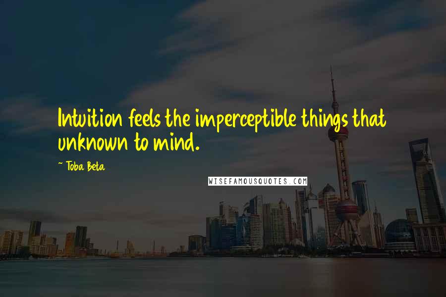 Toba Beta Quotes: Intuition feels the imperceptible things that unknown to mind.