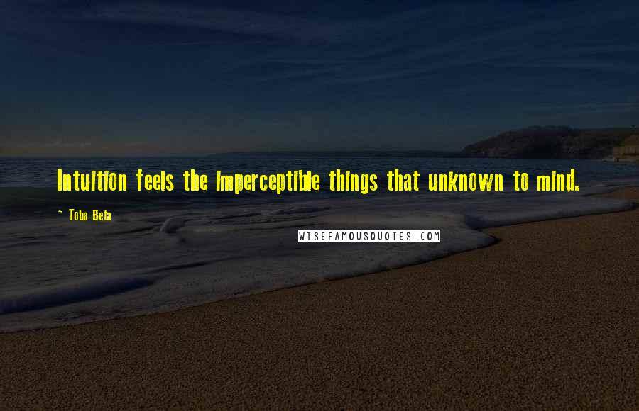 Toba Beta Quotes: Intuition feels the imperceptible things that unknown to mind.