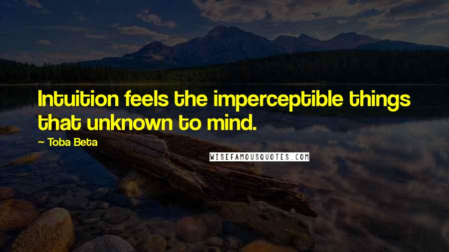 Toba Beta Quotes: Intuition feels the imperceptible things that unknown to mind.