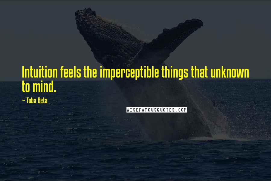 Toba Beta Quotes: Intuition feels the imperceptible things that unknown to mind.