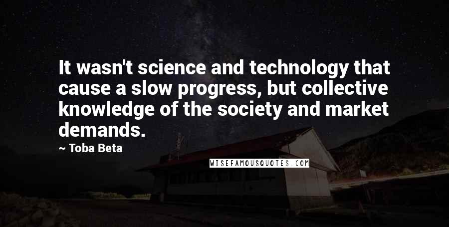 Toba Beta Quotes: It wasn't science and technology that cause a slow progress, but collective knowledge of the society and market demands.