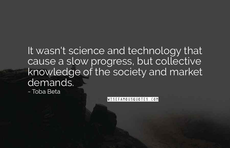 Toba Beta Quotes: It wasn't science and technology that cause a slow progress, but collective knowledge of the society and market demands.