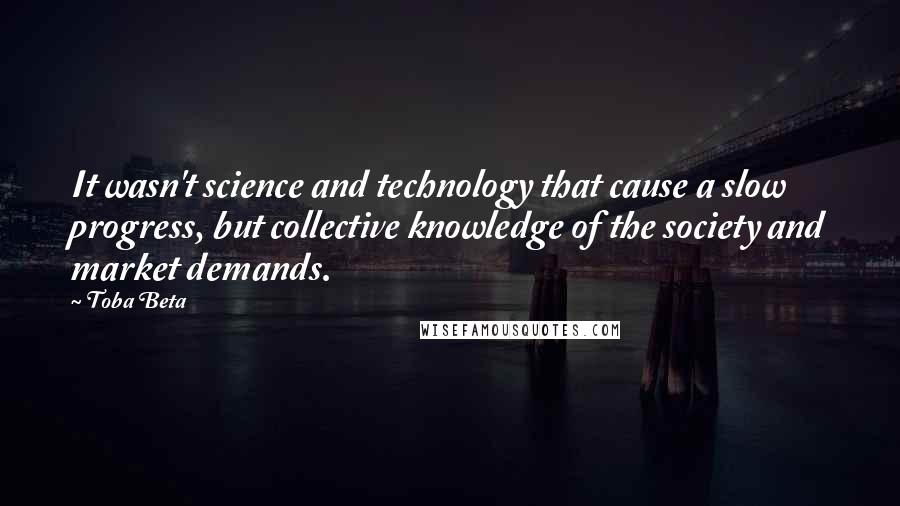 Toba Beta Quotes: It wasn't science and technology that cause a slow progress, but collective knowledge of the society and market demands.