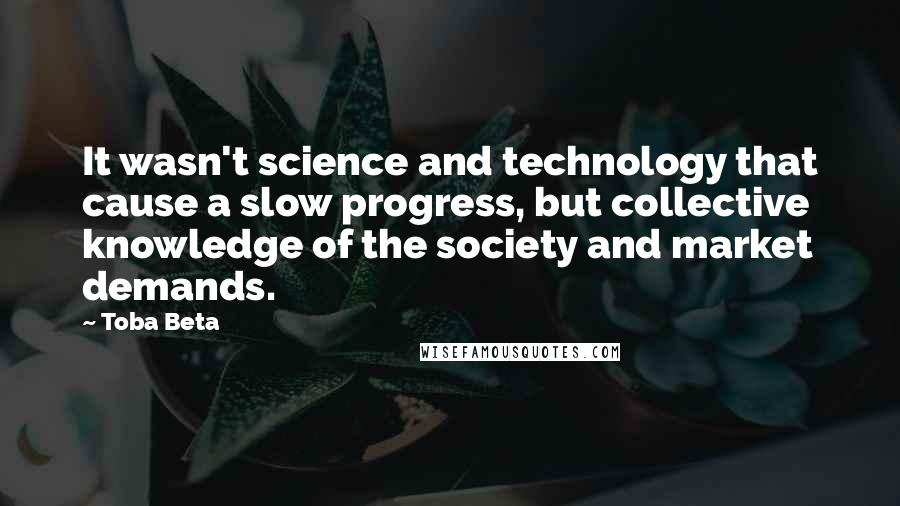 Toba Beta Quotes: It wasn't science and technology that cause a slow progress, but collective knowledge of the society and market demands.