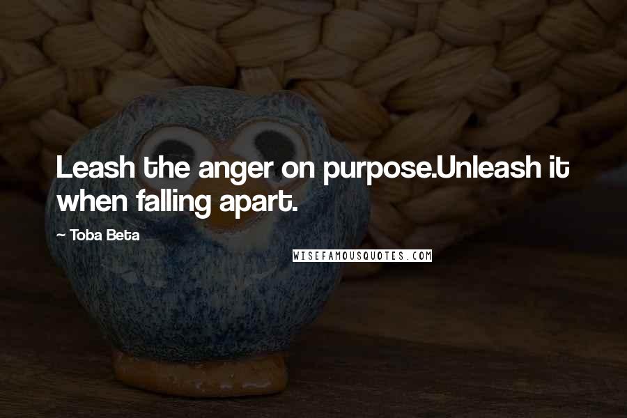 Toba Beta Quotes: Leash the anger on purpose.Unleash it when falling apart.