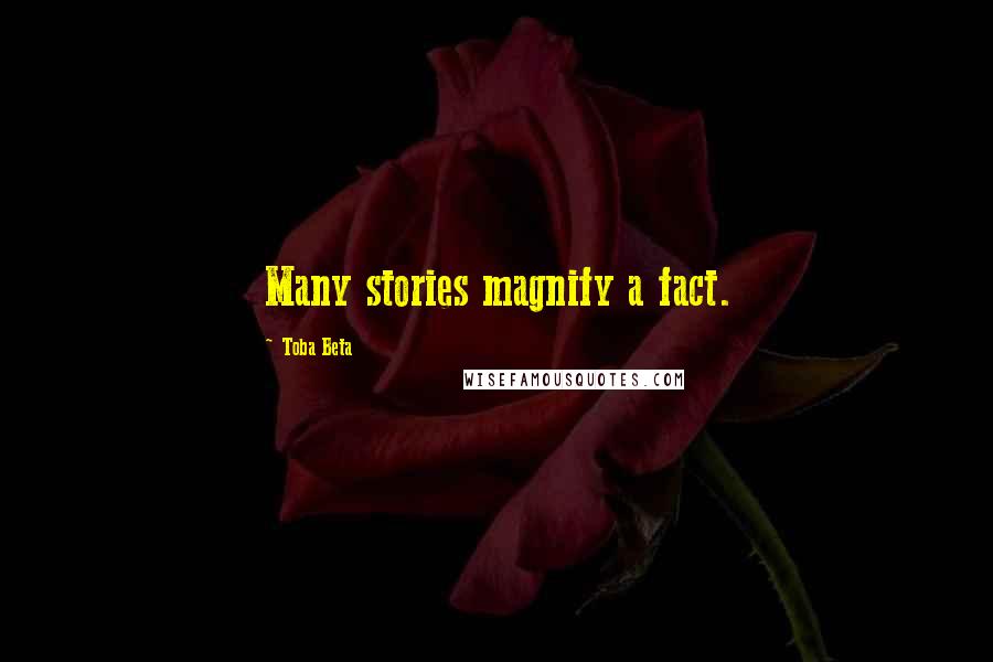 Toba Beta Quotes: Many stories magnify a fact.