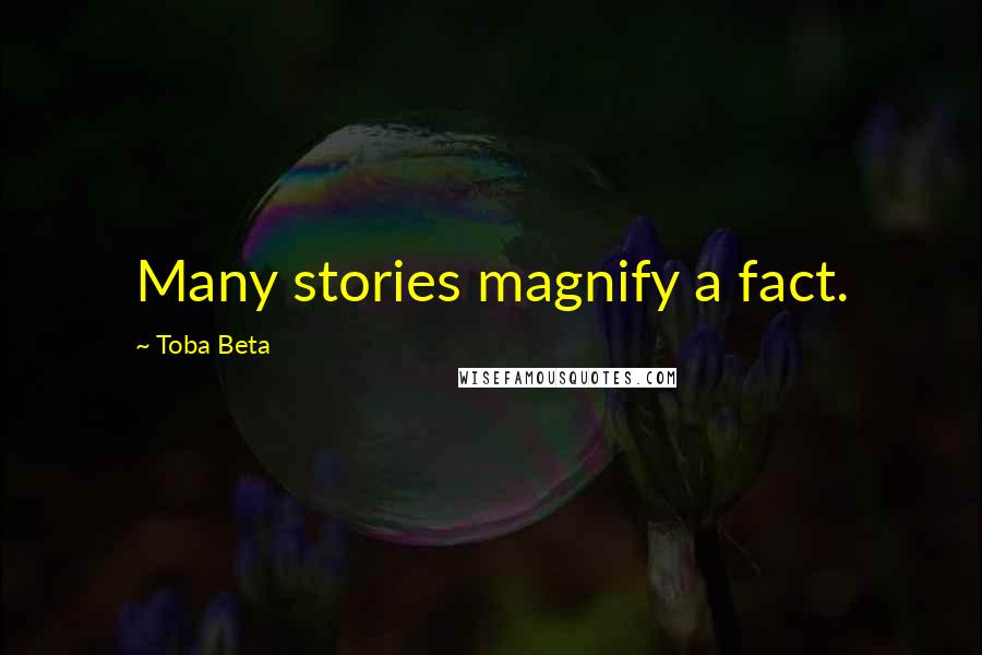 Toba Beta Quotes: Many stories magnify a fact.