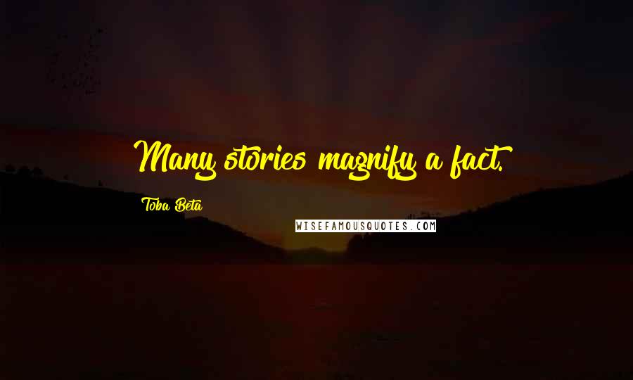 Toba Beta Quotes: Many stories magnify a fact.