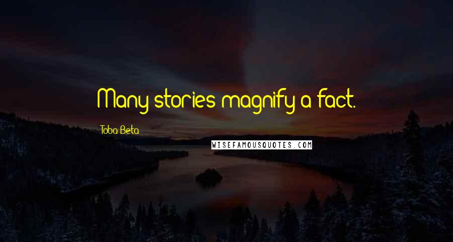 Toba Beta Quotes: Many stories magnify a fact.