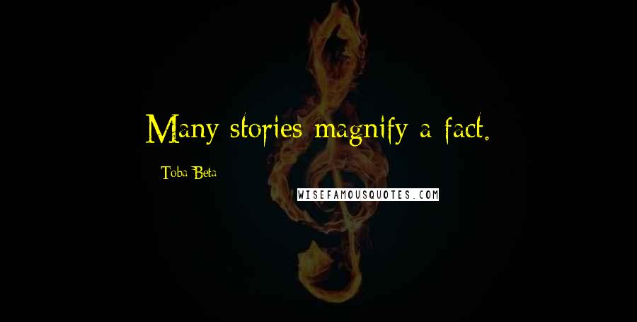 Toba Beta Quotes: Many stories magnify a fact.