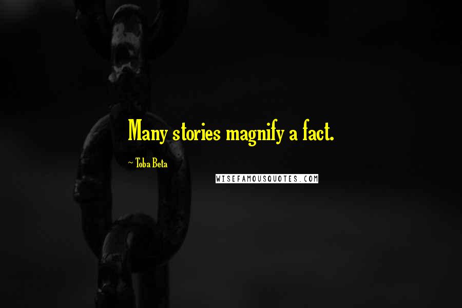 Toba Beta Quotes: Many stories magnify a fact.