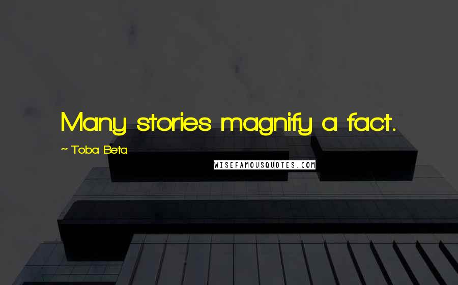 Toba Beta Quotes: Many stories magnify a fact.
