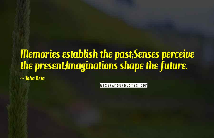 Toba Beta Quotes: Memories establish the past;Senses perceive the present;Imaginations shape the future.