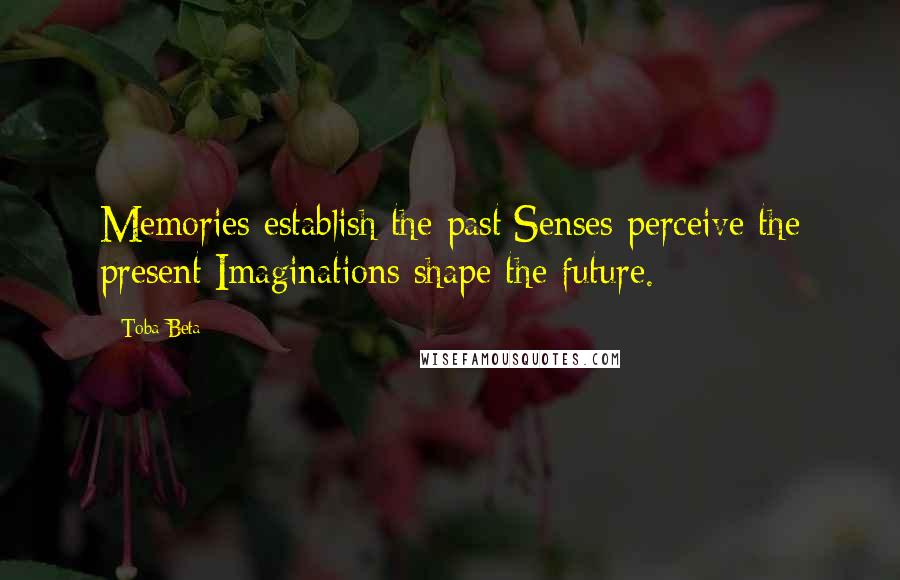Toba Beta Quotes: Memories establish the past;Senses perceive the present;Imaginations shape the future.