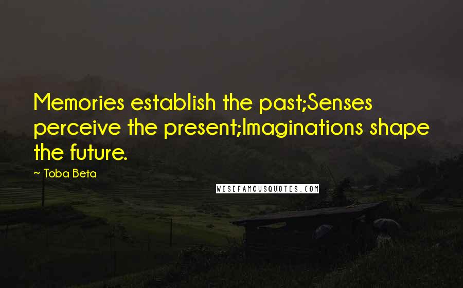 Toba Beta Quotes: Memories establish the past;Senses perceive the present;Imaginations shape the future.