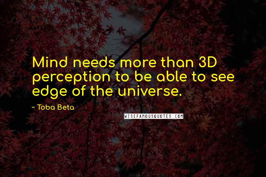 Toba Beta Quotes: Mind needs more than 3D perception to be able to see edge of the universe.