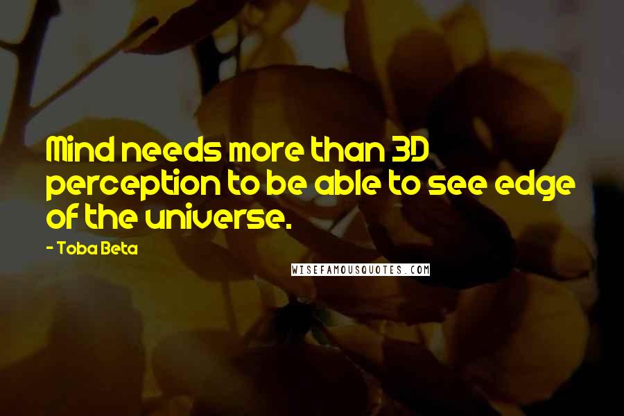 Toba Beta Quotes: Mind needs more than 3D perception to be able to see edge of the universe.