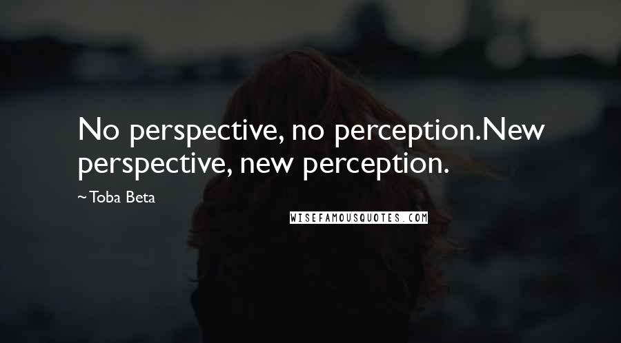 Toba Beta Quotes: No perspective, no perception.New perspective, new perception.