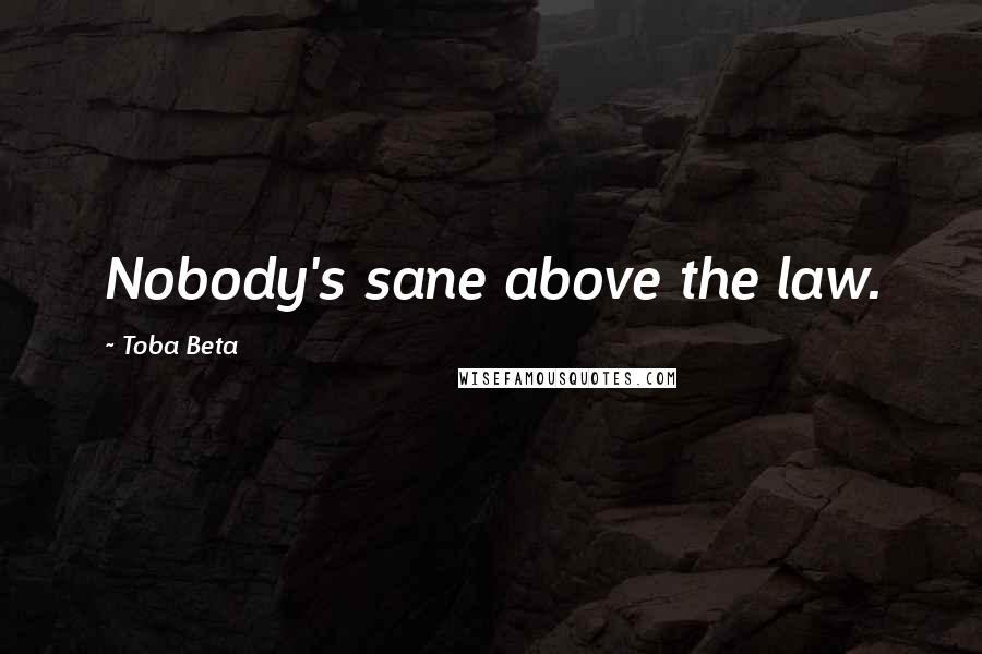 Toba Beta Quotes: Nobody's sane above the law.