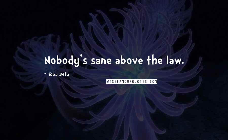 Toba Beta Quotes: Nobody's sane above the law.