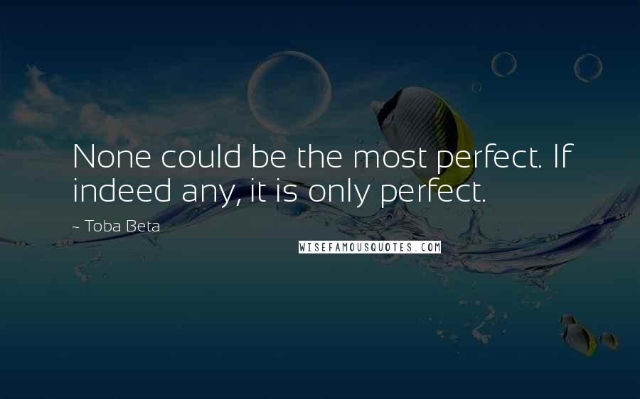 Toba Beta Quotes: None could be the most perfect. If indeed any, it is only perfect.