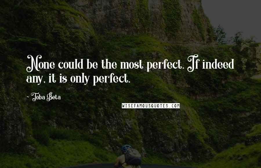 Toba Beta Quotes: None could be the most perfect. If indeed any, it is only perfect.