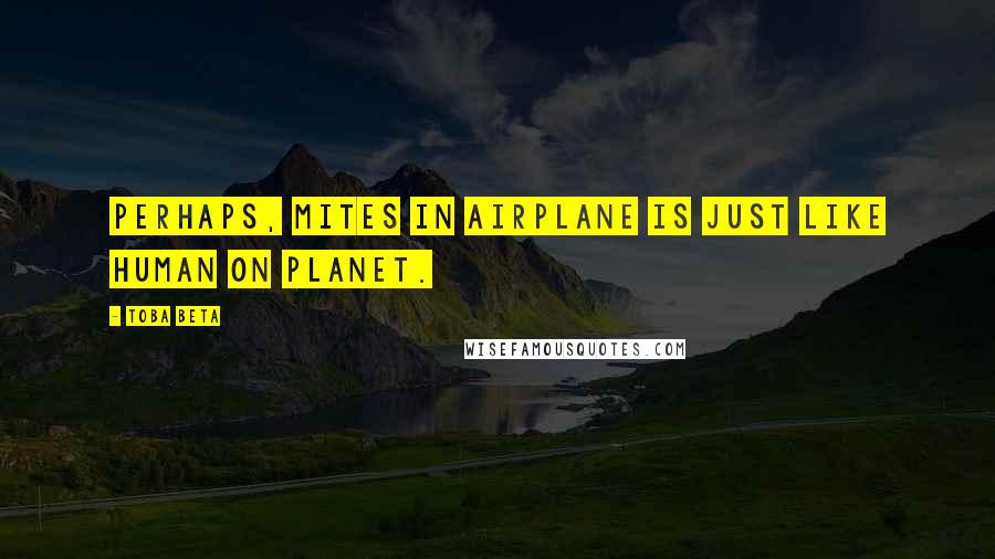 Toba Beta Quotes: Perhaps, mites in airplane is just like human on planet.