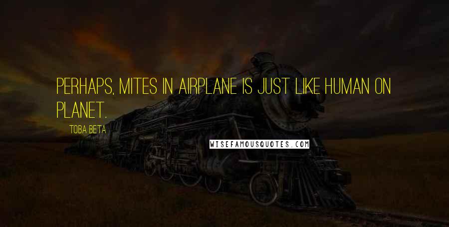 Toba Beta Quotes: Perhaps, mites in airplane is just like human on planet.