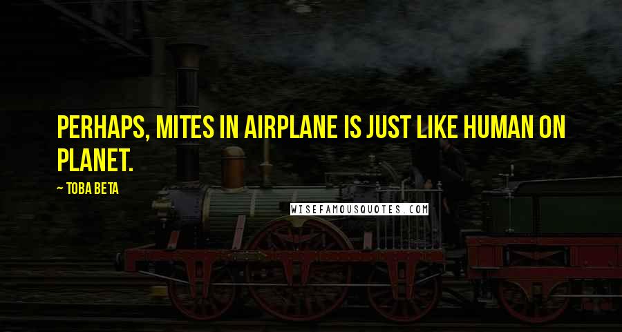 Toba Beta Quotes: Perhaps, mites in airplane is just like human on planet.