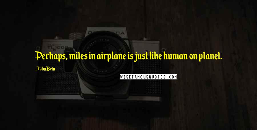 Toba Beta Quotes: Perhaps, mites in airplane is just like human on planet.