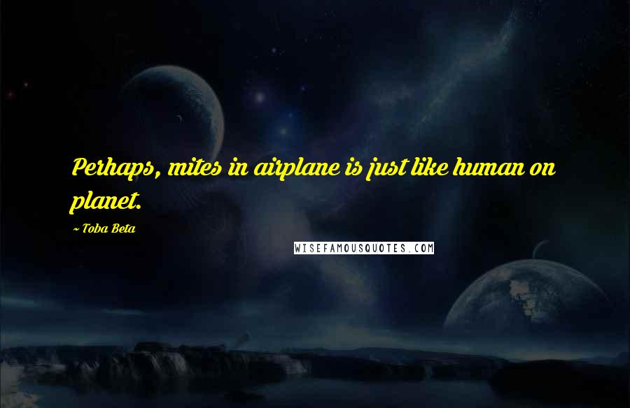 Toba Beta Quotes: Perhaps, mites in airplane is just like human on planet.