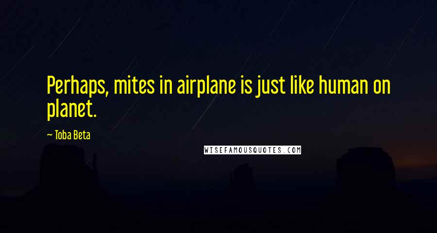 Toba Beta Quotes: Perhaps, mites in airplane is just like human on planet.