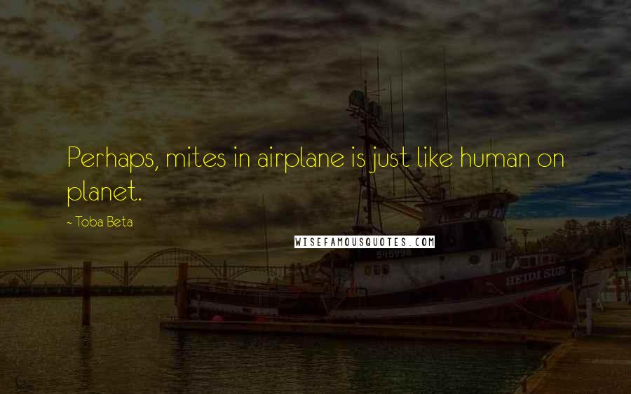Toba Beta Quotes: Perhaps, mites in airplane is just like human on planet.