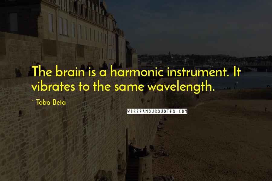 Toba Beta Quotes: The brain is a harmonic instrument. It vibrates to the same wavelength.