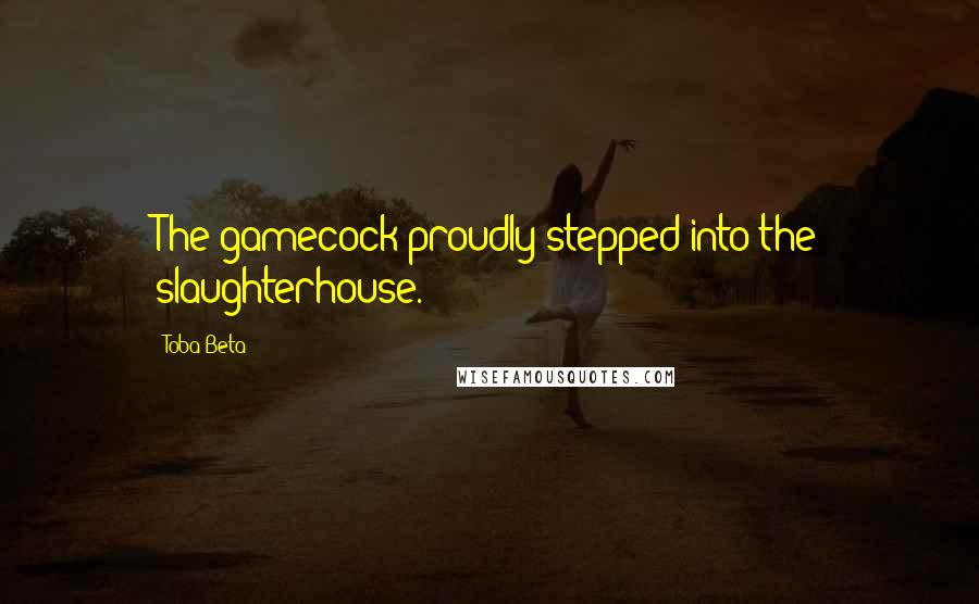 Toba Beta Quotes: The gamecock proudly stepped into the slaughterhouse.