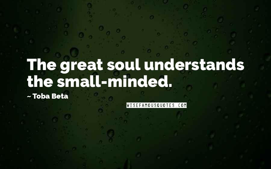 Toba Beta Quotes: The great soul understands the small-minded.