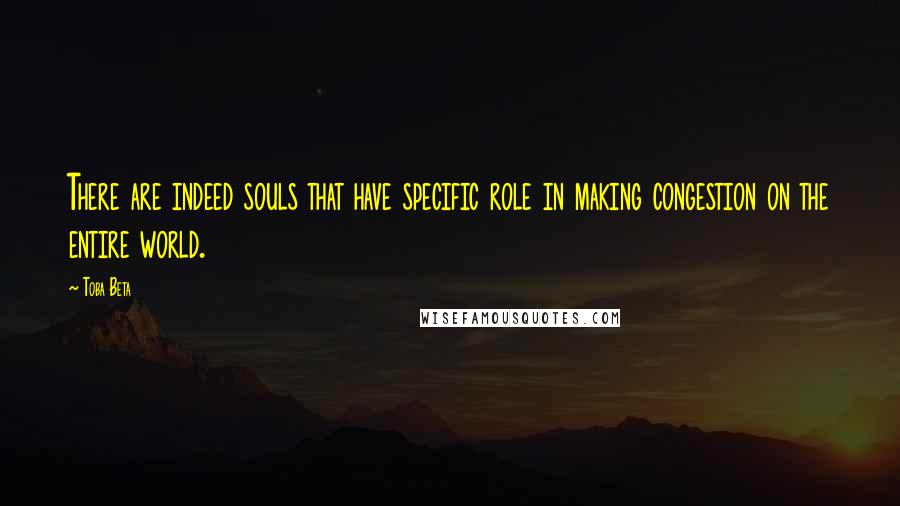 Toba Beta Quotes: There are indeed souls that have specific role in making congestion on the entire world.