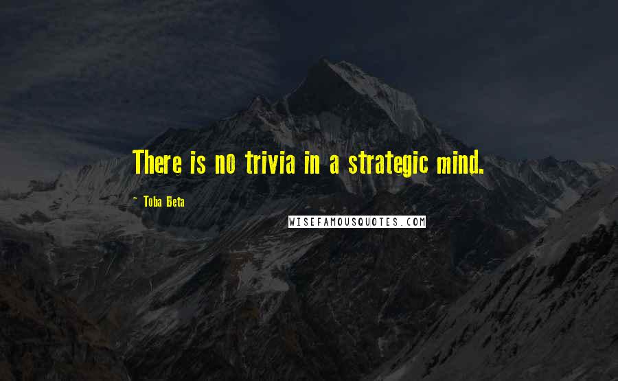 Toba Beta Quotes: There is no trivia in a strategic mind.