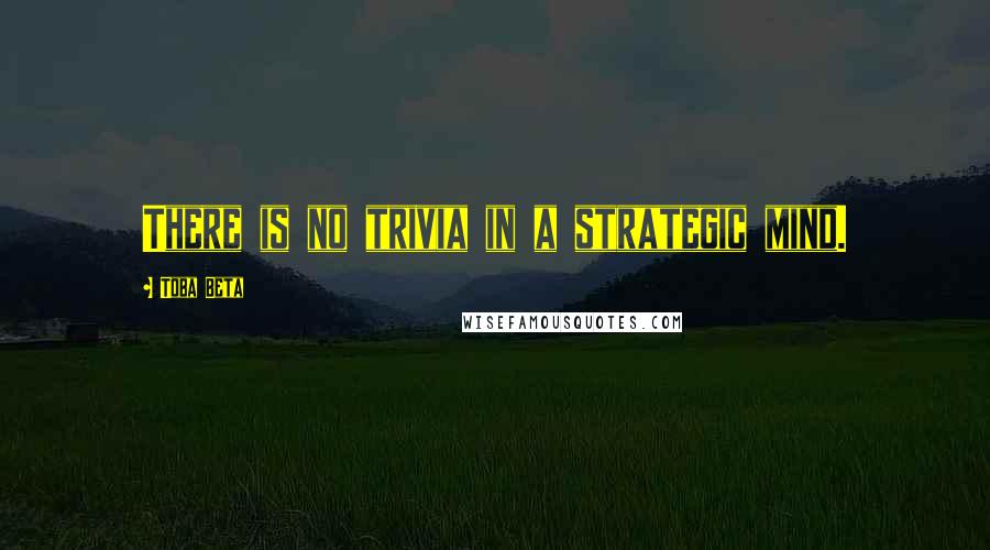 Toba Beta Quotes: There is no trivia in a strategic mind.