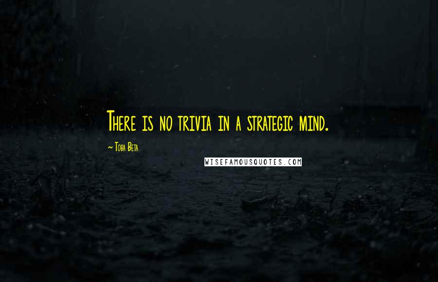 Toba Beta Quotes: There is no trivia in a strategic mind.