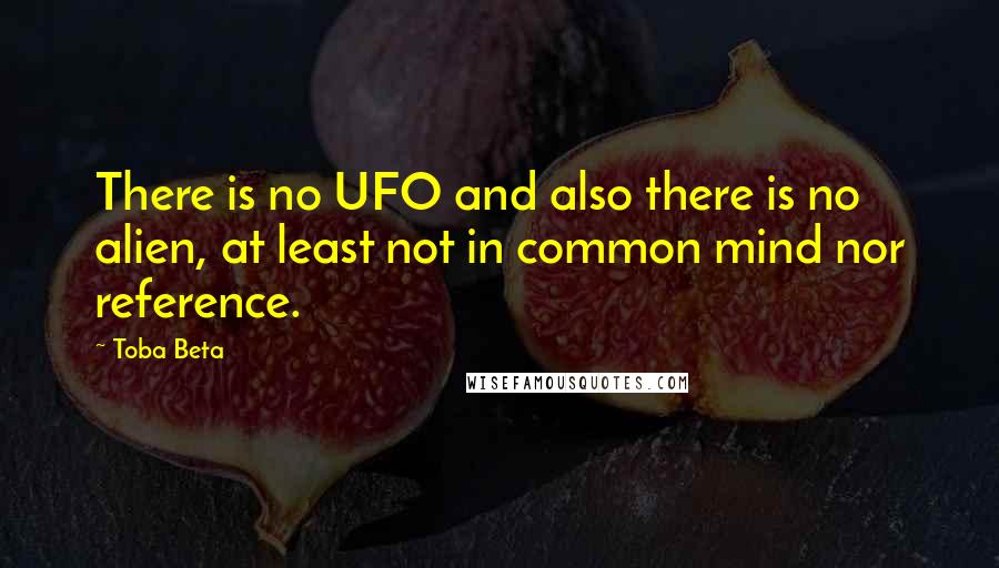 Toba Beta Quotes: There is no UFO and also there is no alien, at least not in common mind nor reference.