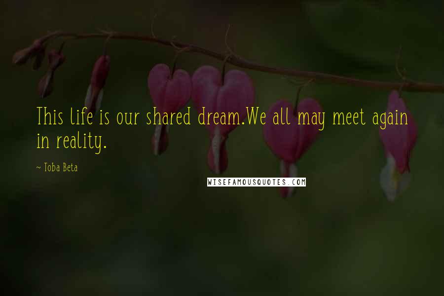 Toba Beta Quotes: This life is our shared dream.We all may meet again in reality.