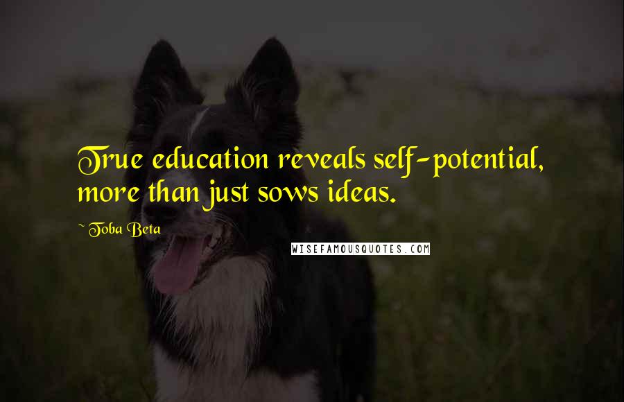Toba Beta Quotes: True education reveals self-potential, more than just sows ideas.