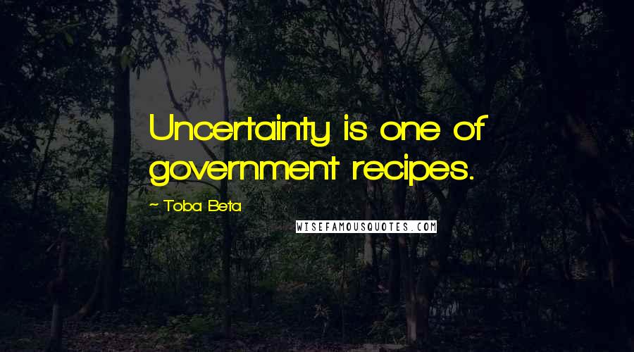 Toba Beta Quotes: Uncertainty is one of government recipes.