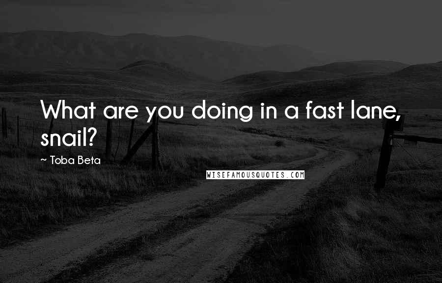 Toba Beta Quotes: What are you doing in a fast lane, snail?