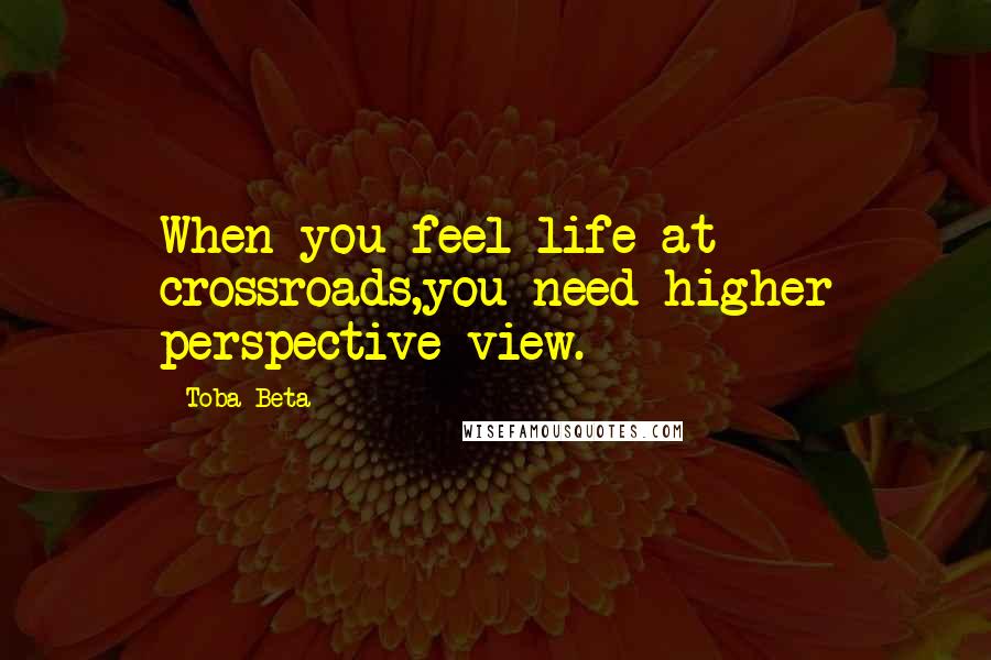 Toba Beta Quotes: When you feel life at crossroads,you need higher perspective view.