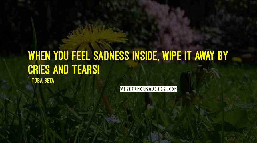 Toba Beta Quotes: When you feel sadness inside, wipe it away by cries and tears!