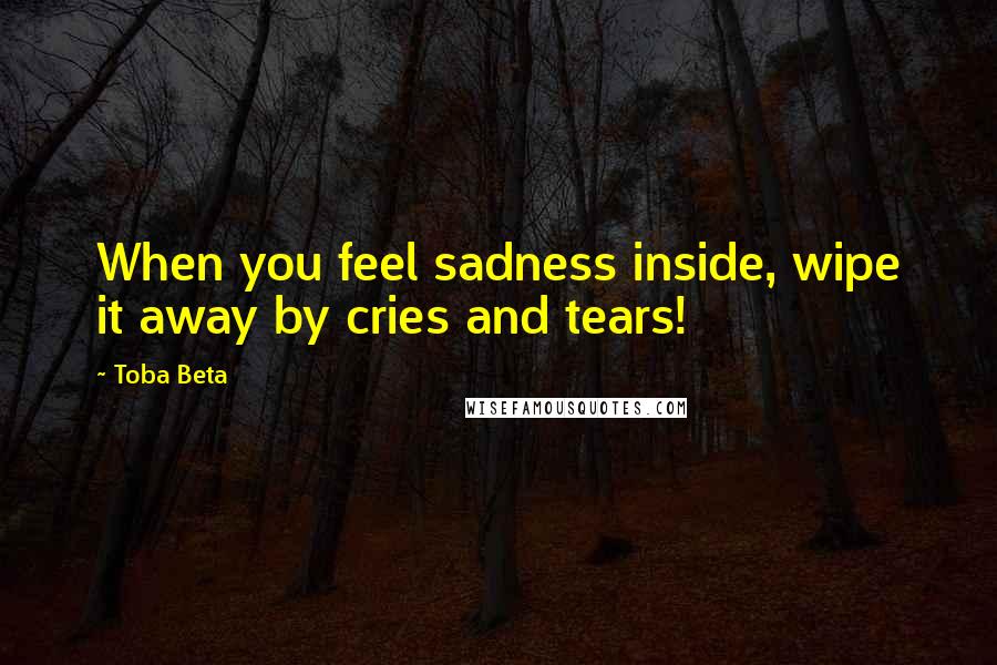 Toba Beta Quotes: When you feel sadness inside, wipe it away by cries and tears!